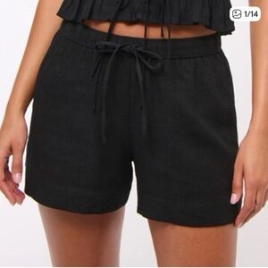 Abercrombie & Fitch Black Linen High Waist Shorts